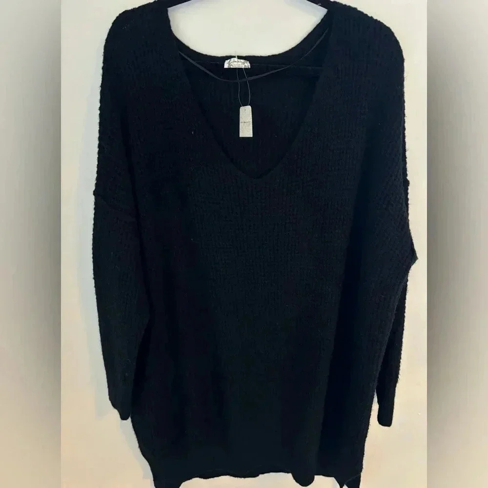 Free People Black Cozy Sweater Dress NWT - Picture 5 of 6